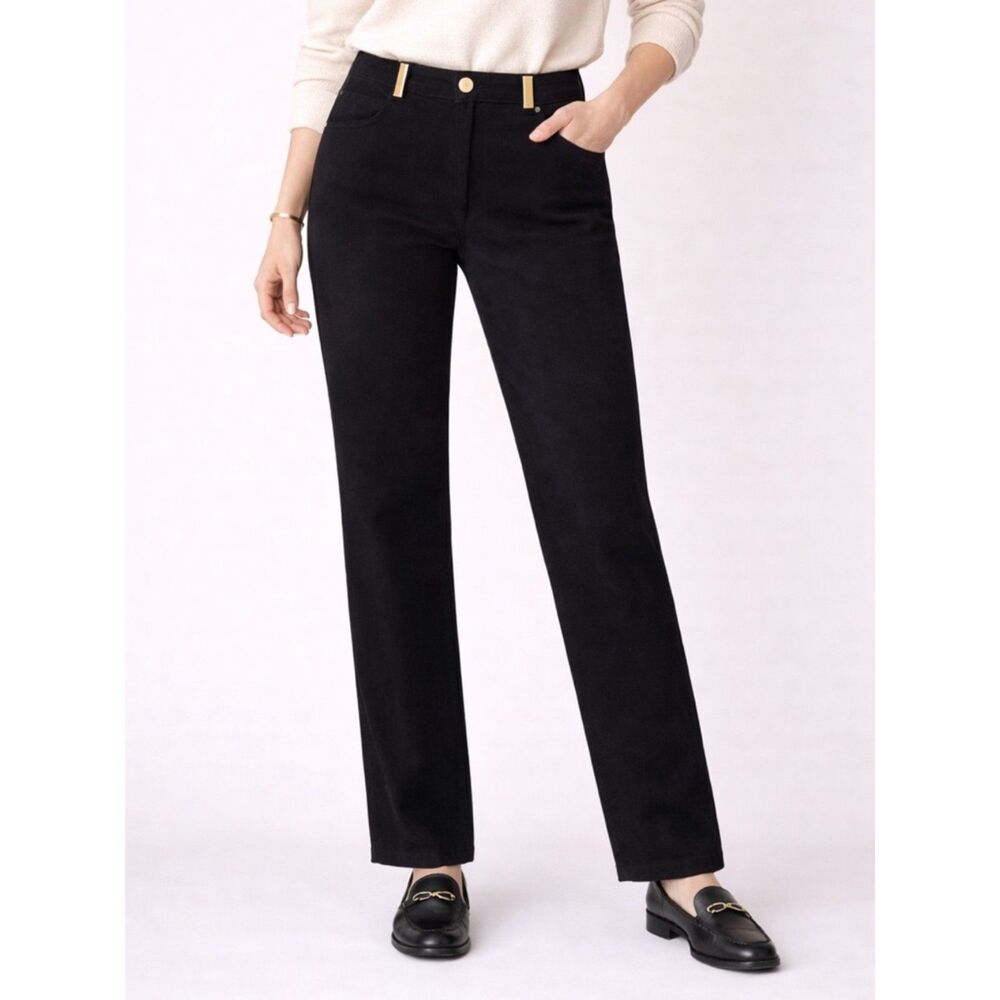 Vintage St. John Sport Pants Black Straight Leg Stretch Trouser Women’s Size 2